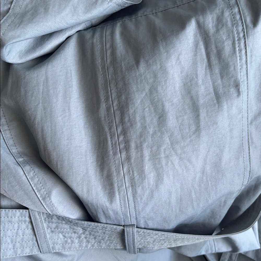 Rachel Zoe dusty sage blue hooded trench coat sz medium - Picture 14 of 14